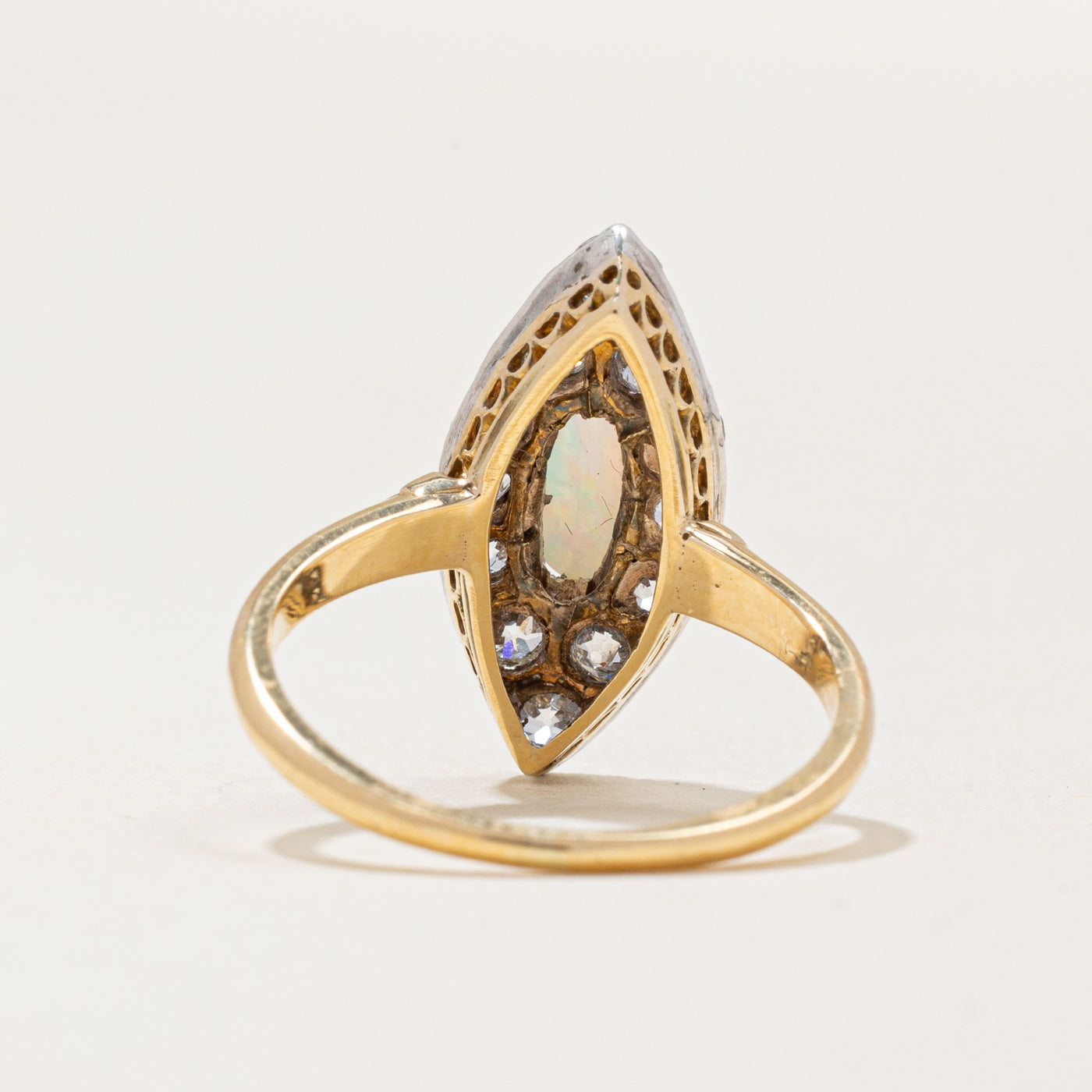 Victorian Opal & Diamond Navette Ring | 0.48ct, 0.96ctw | SZ 5.75 |