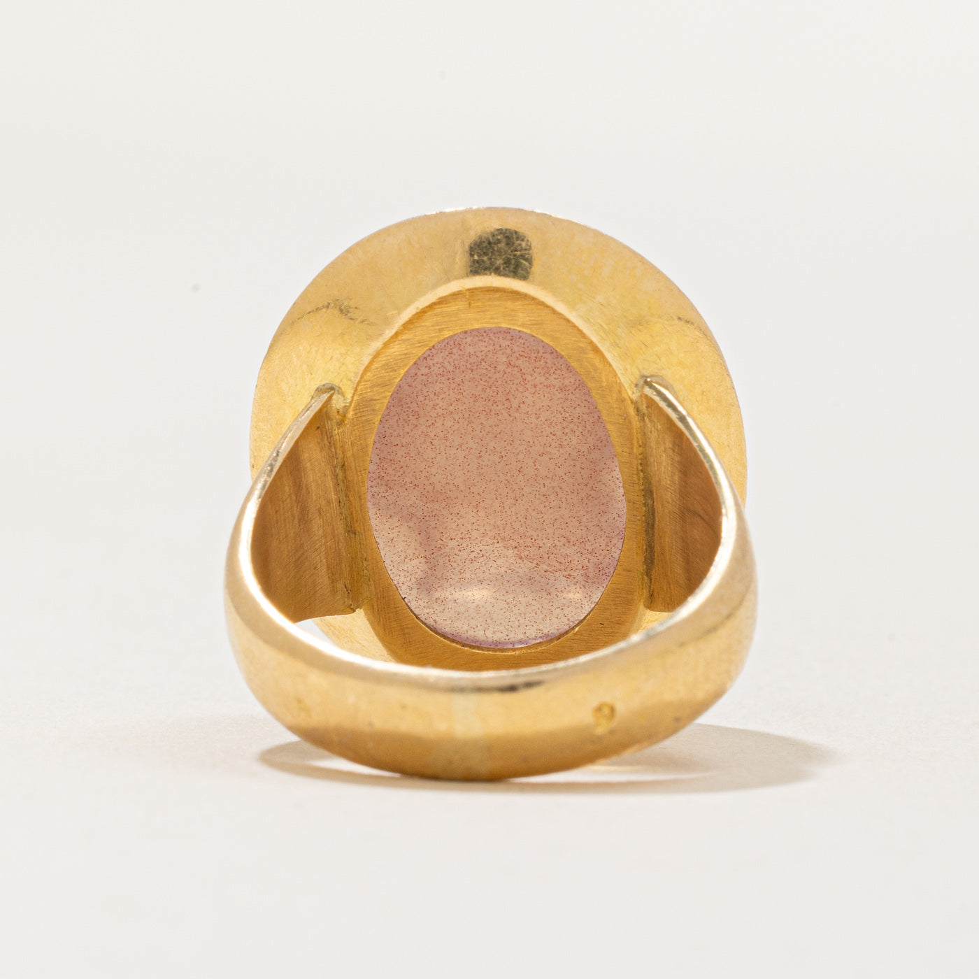 Vintage French-Hallmarked Rose Quartz Cameo Ring | 8.75ct | SZ 4 |