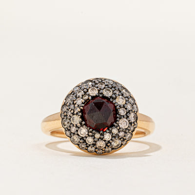 'Crivelli' Rose Cut Garnet & Diamond Ring | 0.60ct, 0.68ctw | SZ 6.25 |