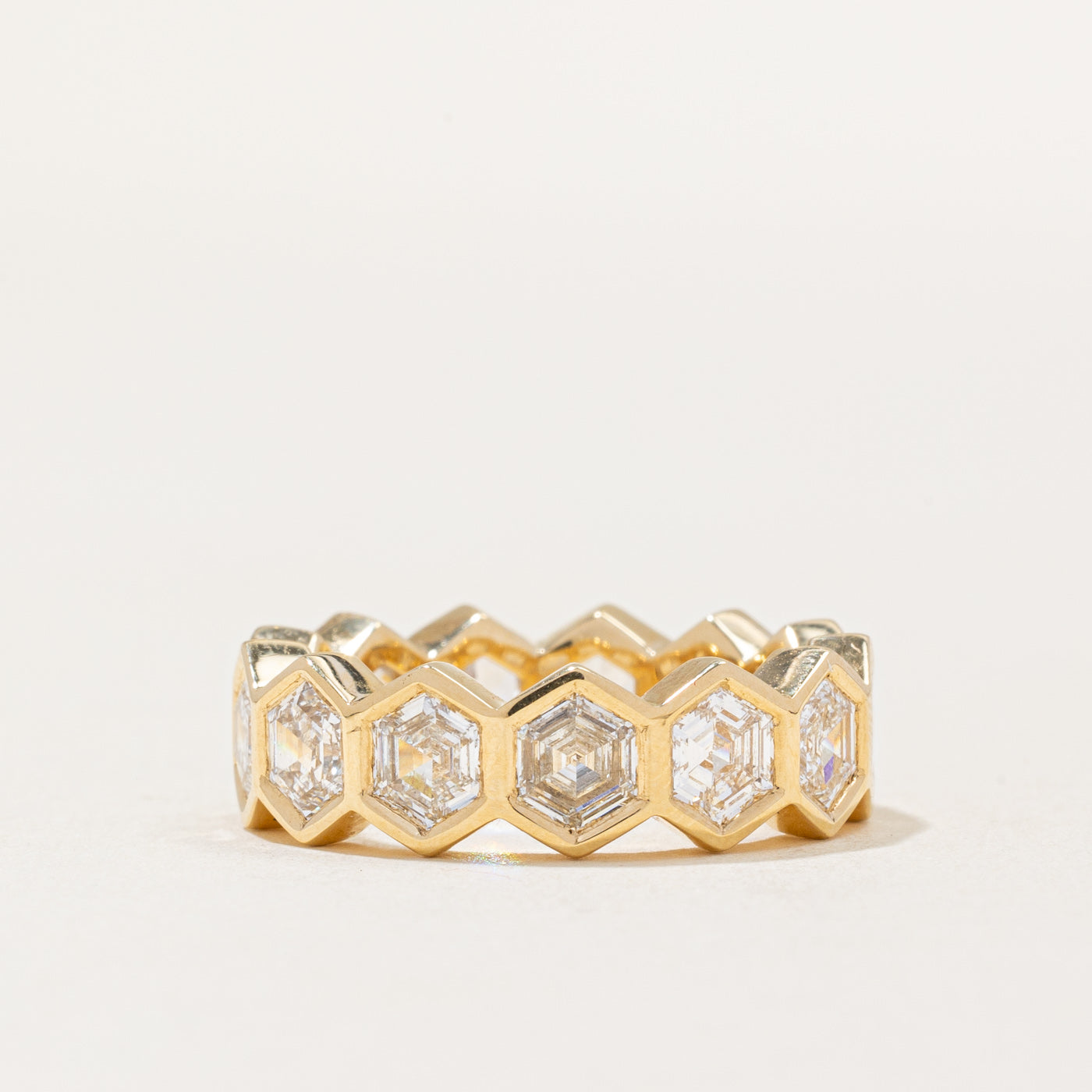 GIA Certified Hexagon Diamond Eternity Ring | 4.08ctw IF-VS2 F/G | SZ 6.25 |