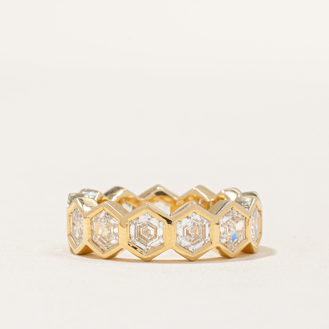 GIA Certified Hexagon Diamond Eternity Ring | 4.08ctw IF-VS2 F/G | SZ 6.25 |