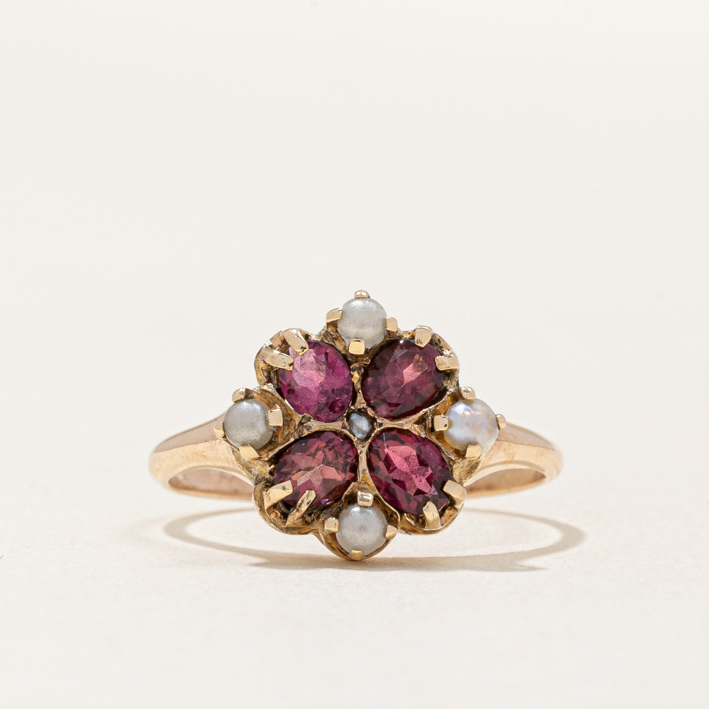 Bague vintage en tourmaline et perle | 0,60 ct | Taille 5,5 | 