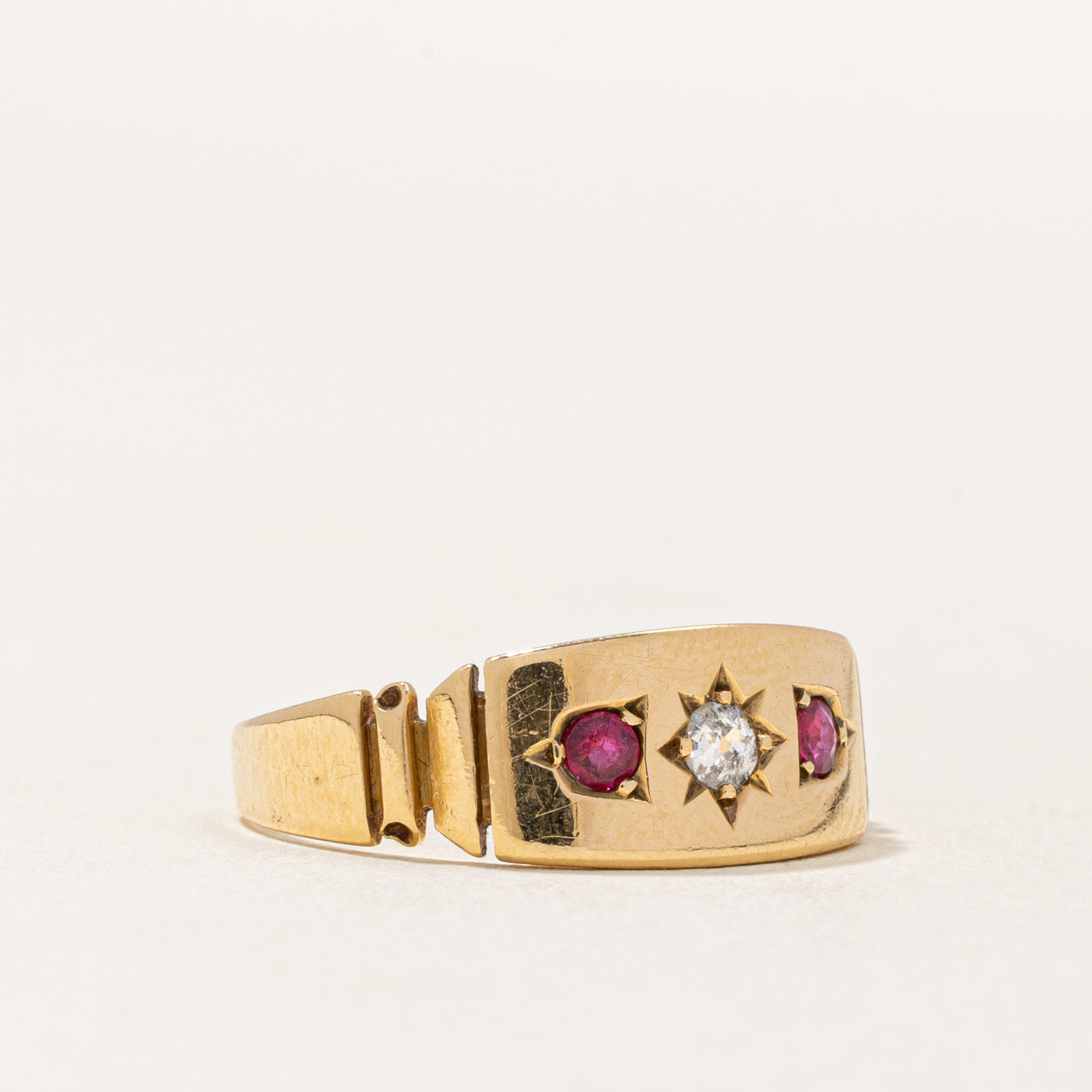 1894 Birmingham Ruby & Diamond Ring | 0.12ctw, 0.06ct | SZ 6.5 |