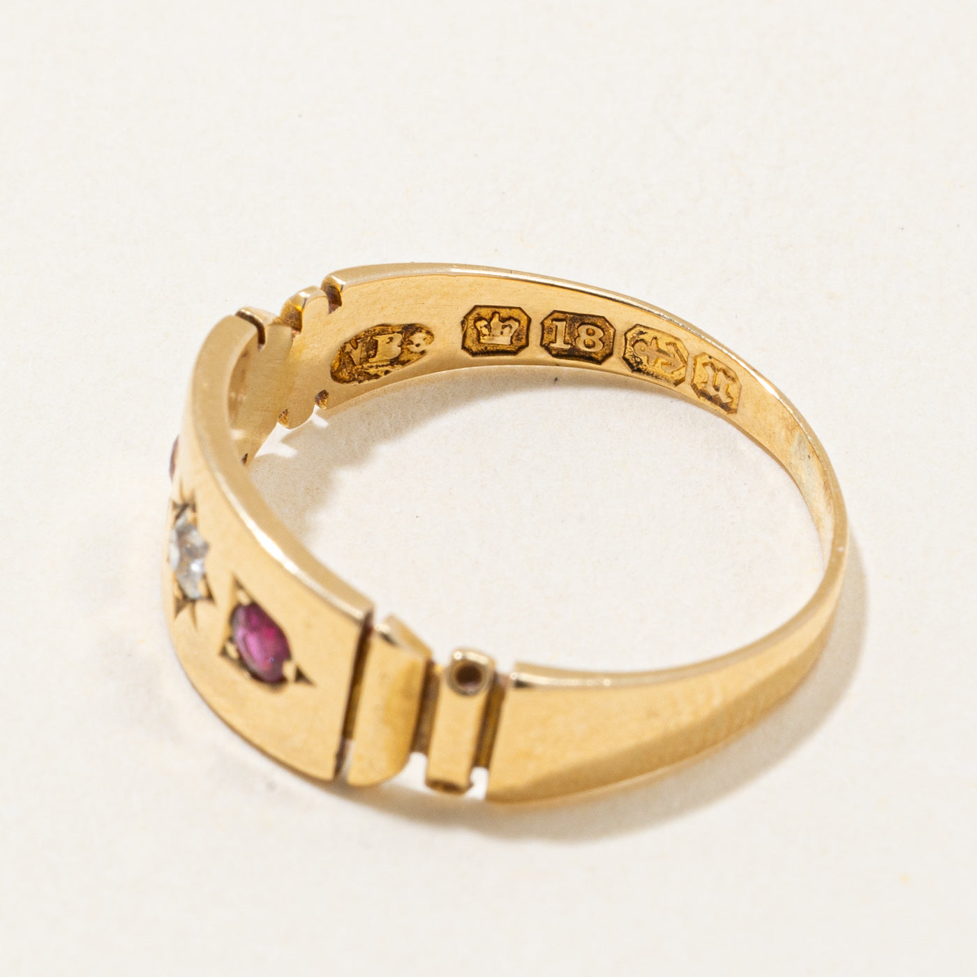 1894 Birmingham Ruby & Diamond Ring | 0.12ctw, 0.06ct | SZ 6.5 |