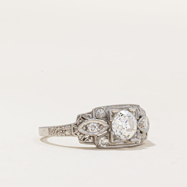 Art Deco Old European Diamond Ring | 0.58ctw VS1 G/H | SZ 7 |