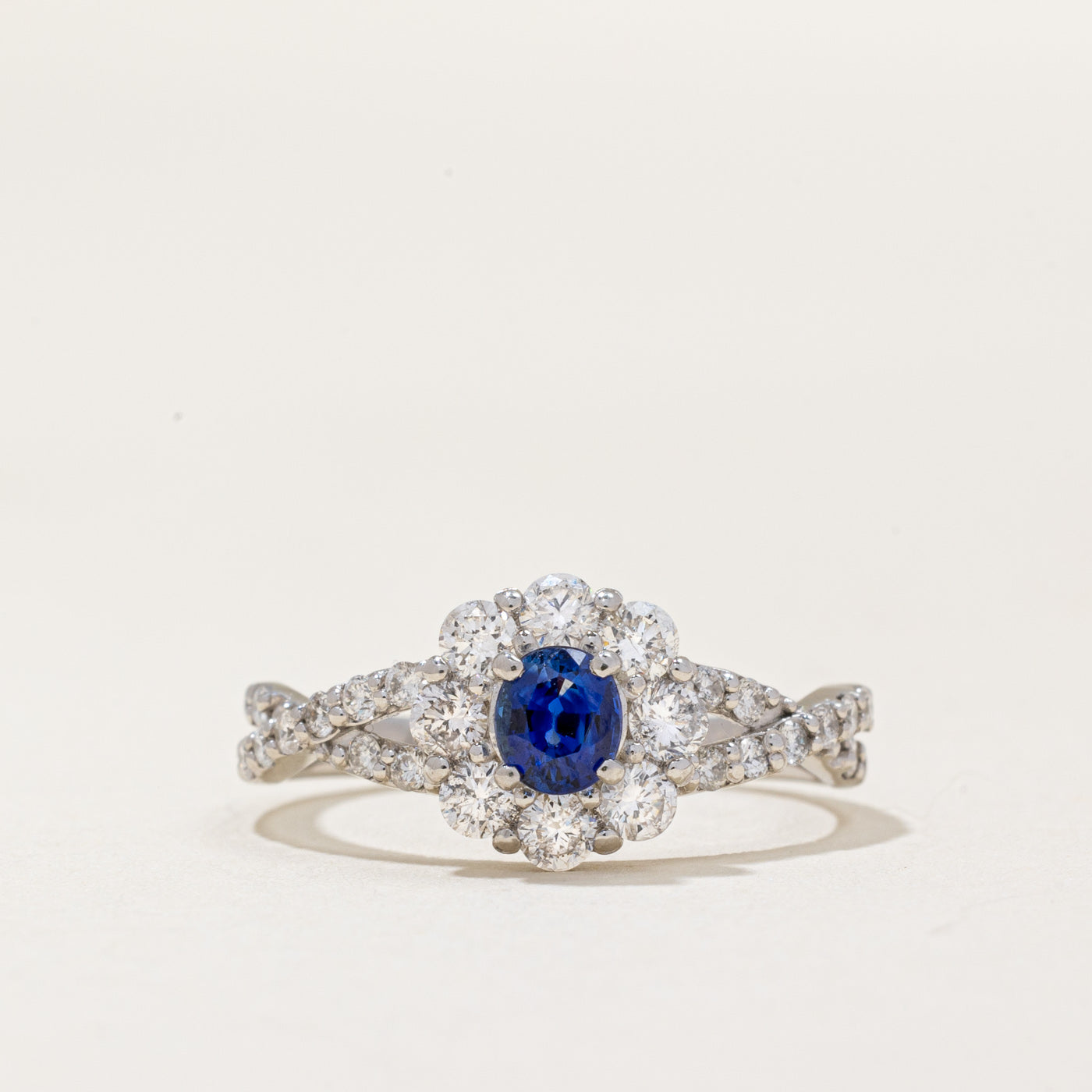 Natural Sapphire & Diamond Halo Ring | 0.36ct, 0.63ctw | SZ 5.5 |