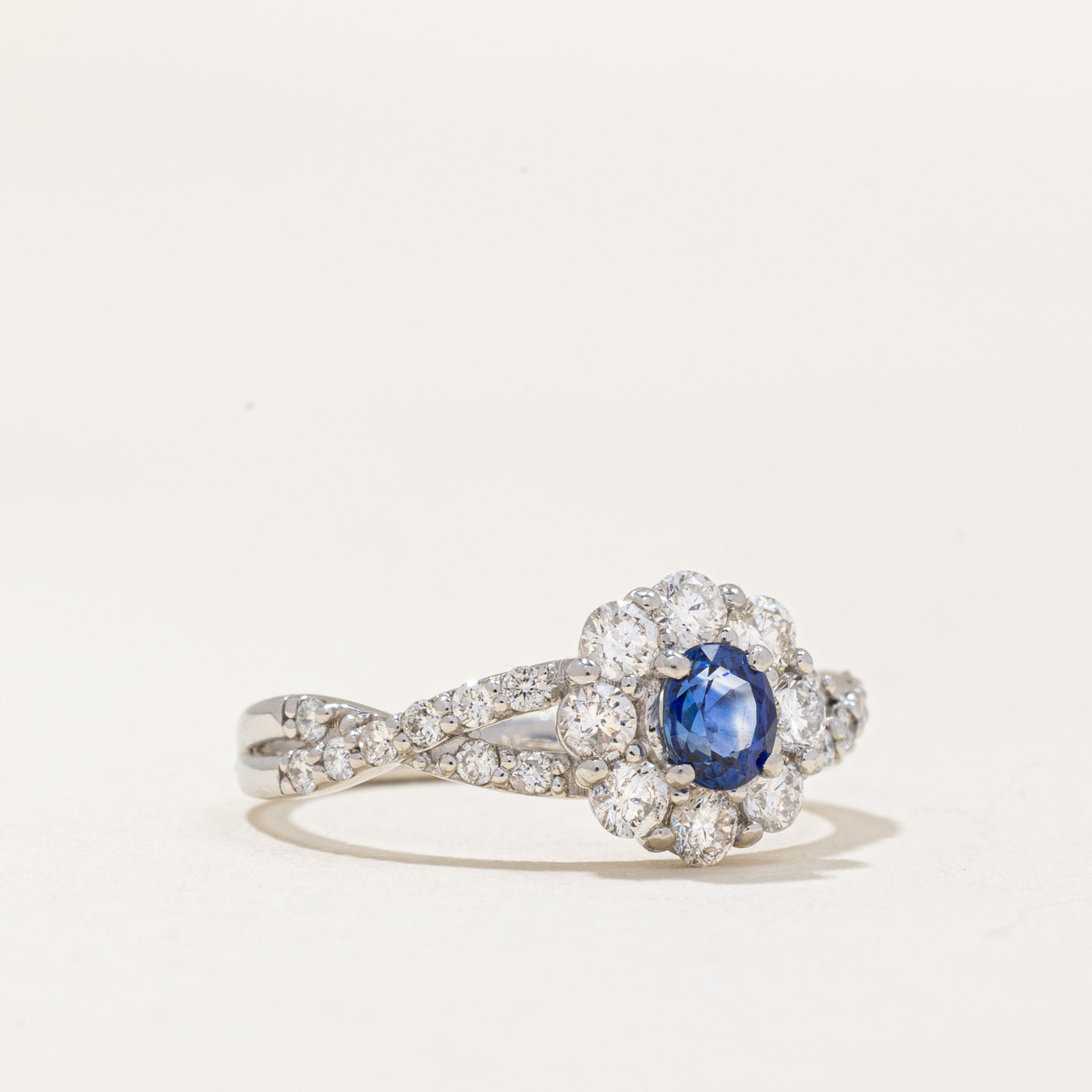 Natural Sapphire & Diamond Halo Ring | 0.36ct, 0.63ctw | SZ 5.5 |