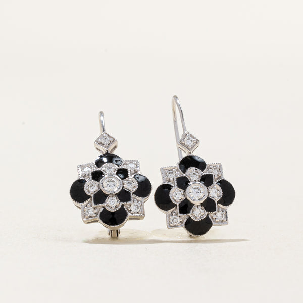 Diamond & Black Enamel Earrings | 0.24ctw |