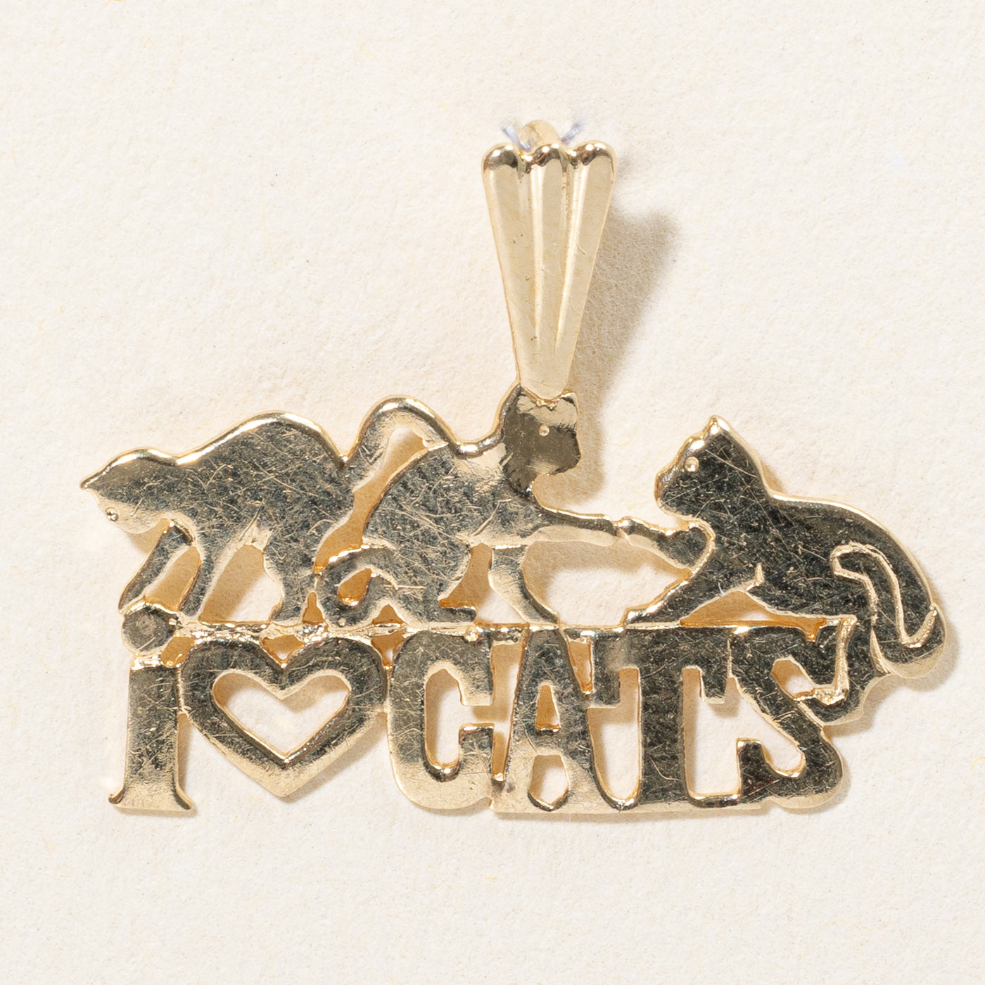 10k Yellow Gold 'I Love Cats' Charm