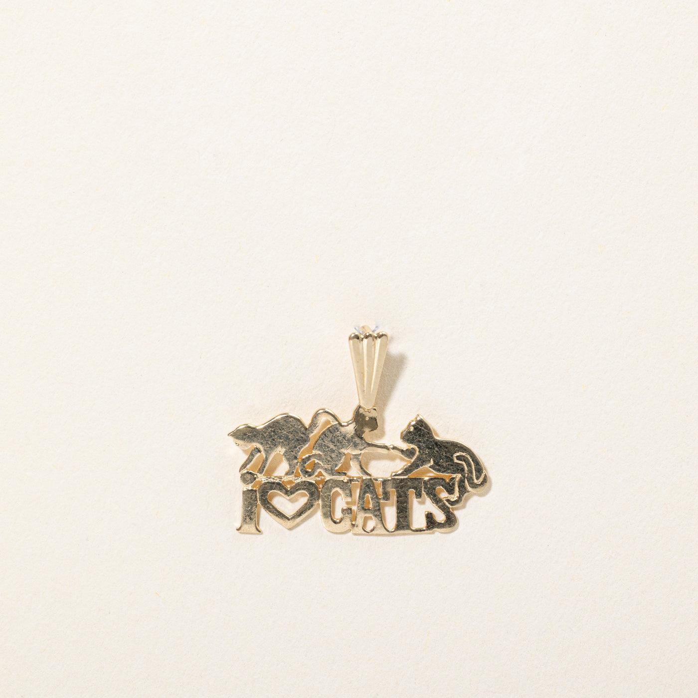 10k Yellow Gold 'I Love Cats' Charm