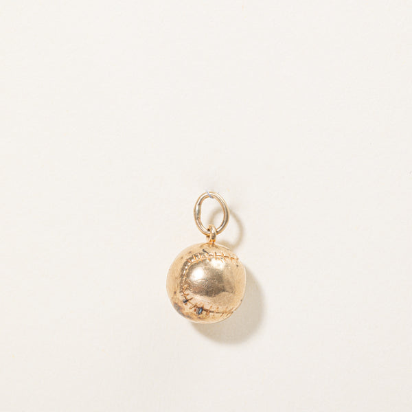 10k Yellow Gold Baseball Charm