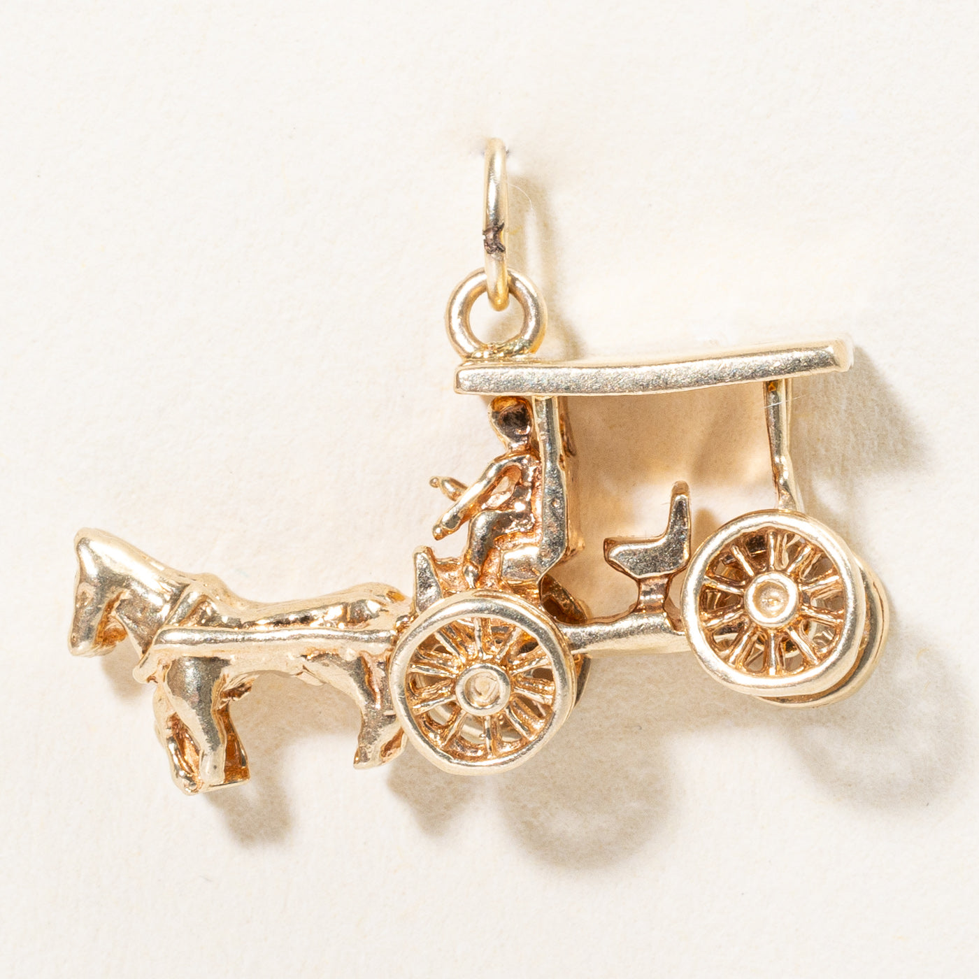 14k Yellow Gold Horse & Carriage Charm