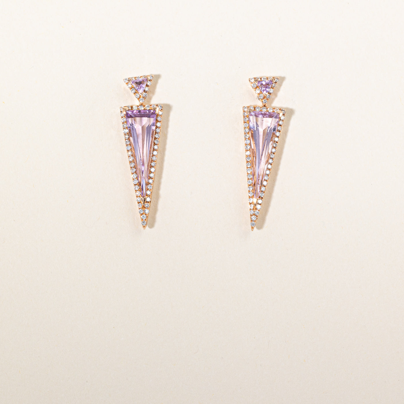 Rose Quartz & Diamond Earrings | 8.85ctw, 0.65ctw |