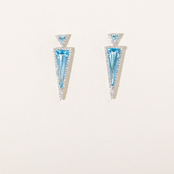 Blue Topaz & Diamond Earrings | 11.75ctw, 0.65ctw |