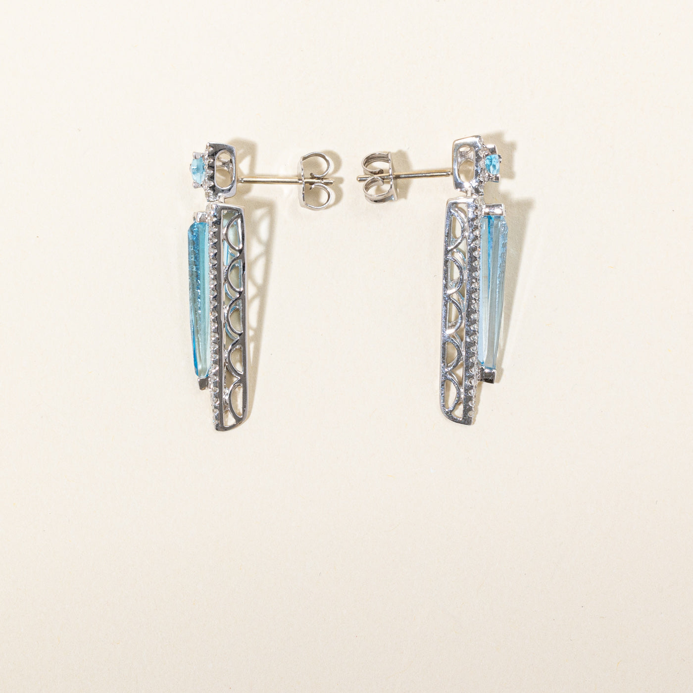 Blue Topaz & Diamond Earrings | 11.75ctw, 0.65ctw |