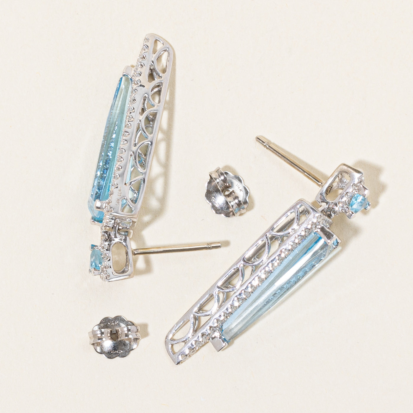 Blue Topaz & Diamond Earrings | 11.75ctw, 0.65ctw |