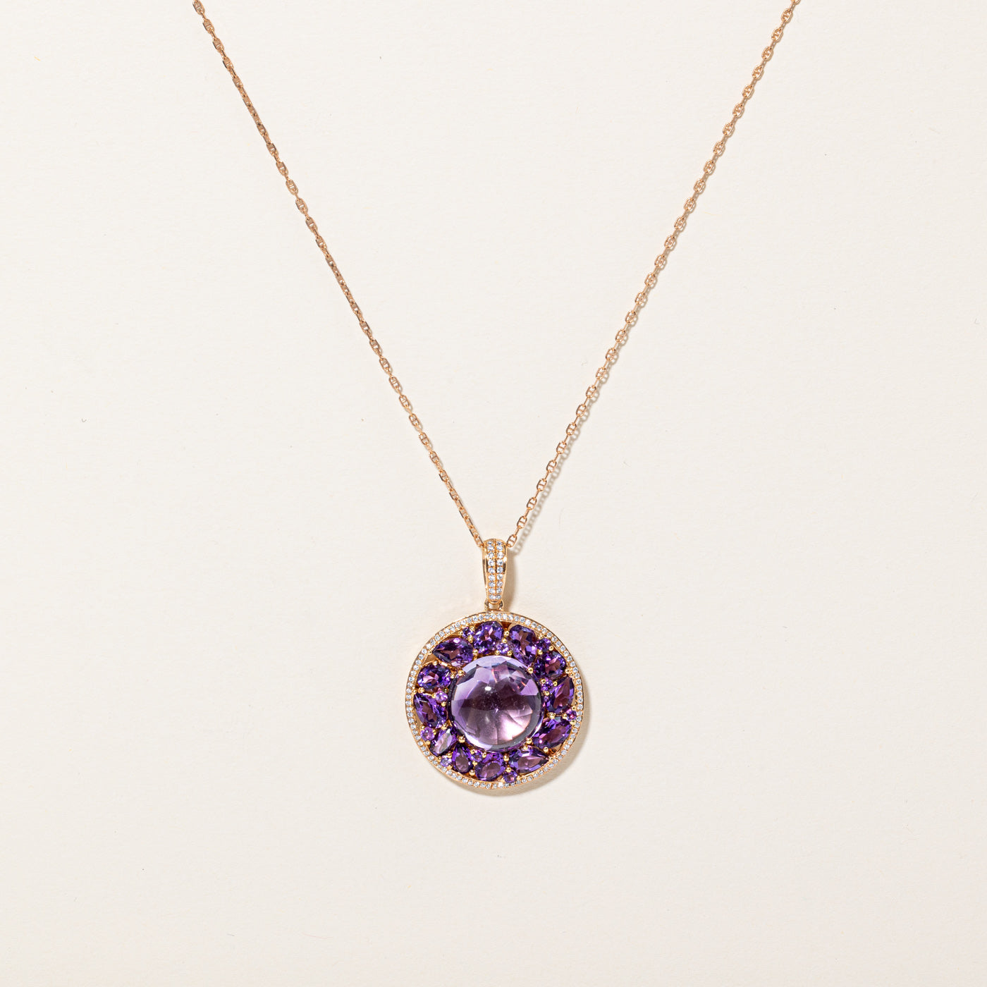 Amethyst & Diamond Pendant Necklace | 6.96ctw, 0.32ctw | 18" |
