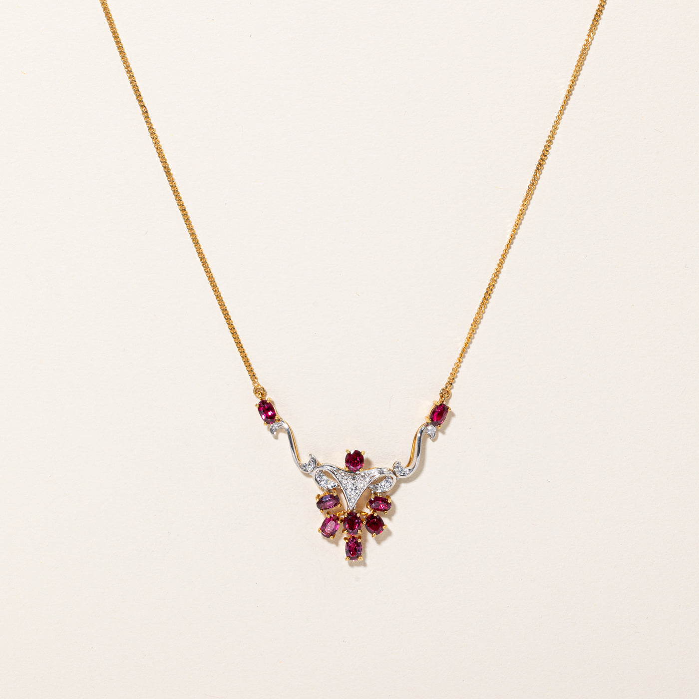 Ruby & Diamond Pendant Necklace | 1.85ctw, 0.13ctw | 16