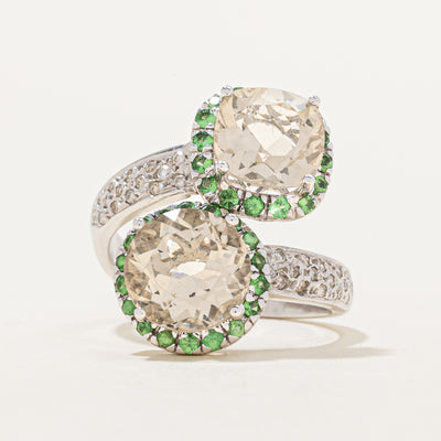 Quartz & Tsavorite Bypass Ring | 5.89ctw | SZ 8 |