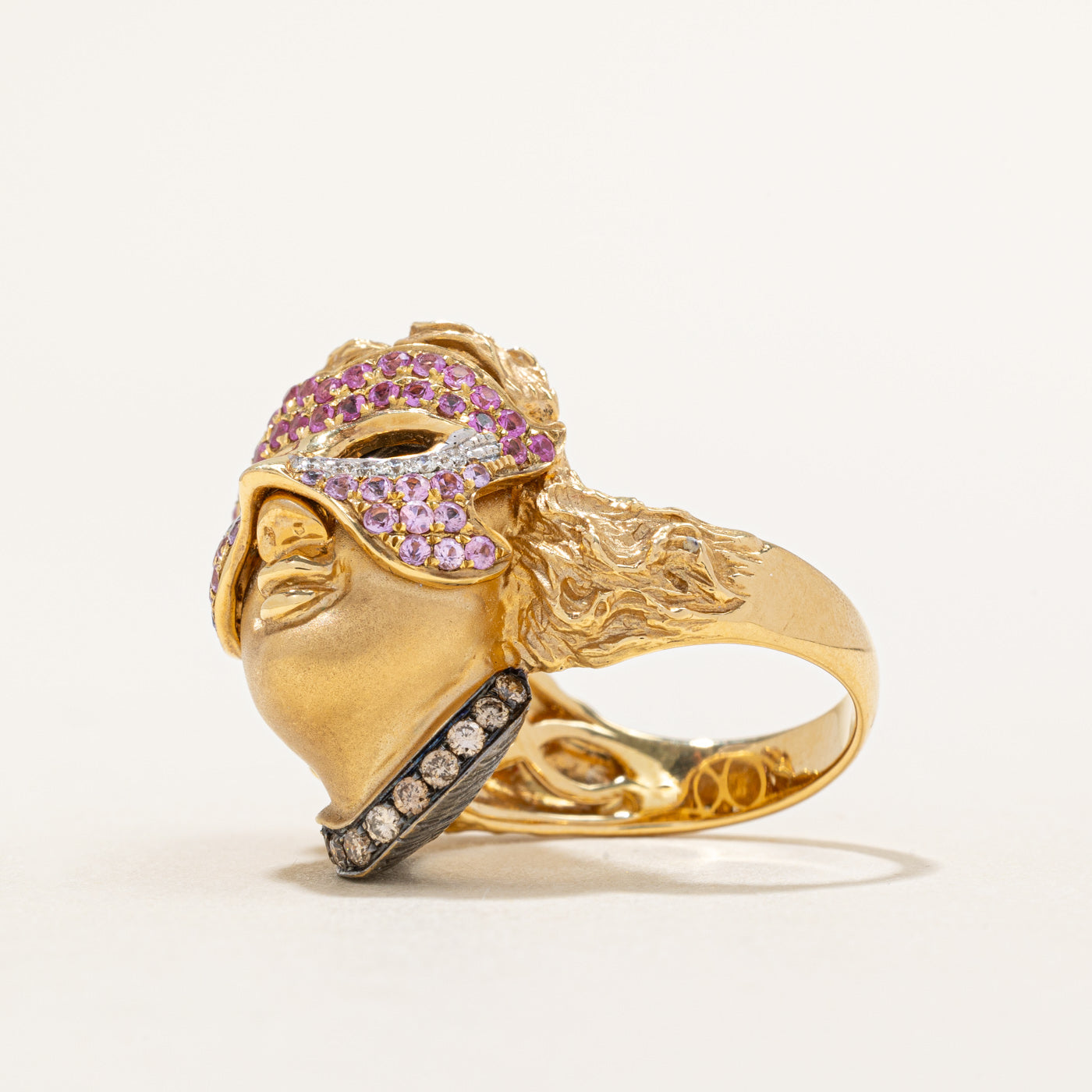 Bague de bal masqué en saphir rose et diamants | 0,96 ct, 0,29 ct | Taille 7,25 | 