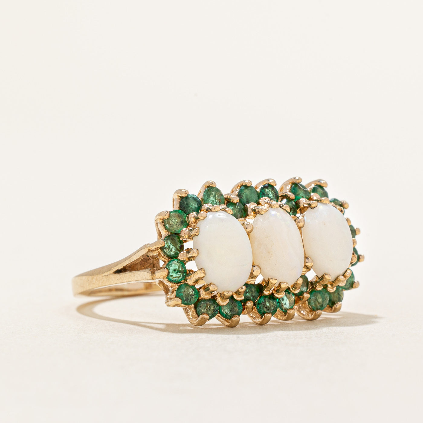 1977 London Opal & Emerald Cocktail Ring | 1.20ctw, 0.20ctw | SZ 7.75 |