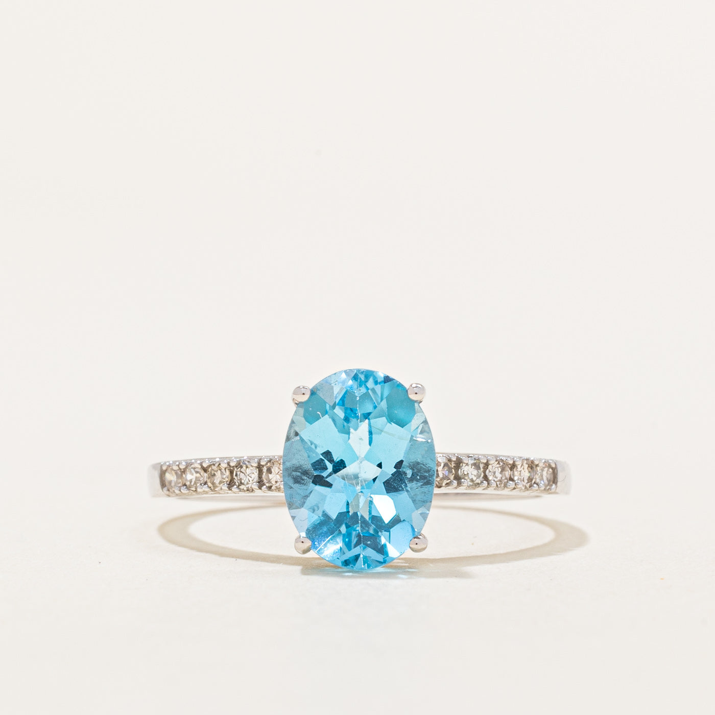 Blue Topaz & Diamond Cocktail Ring | 2.15ct, 0.12ctw | SZ 7 |