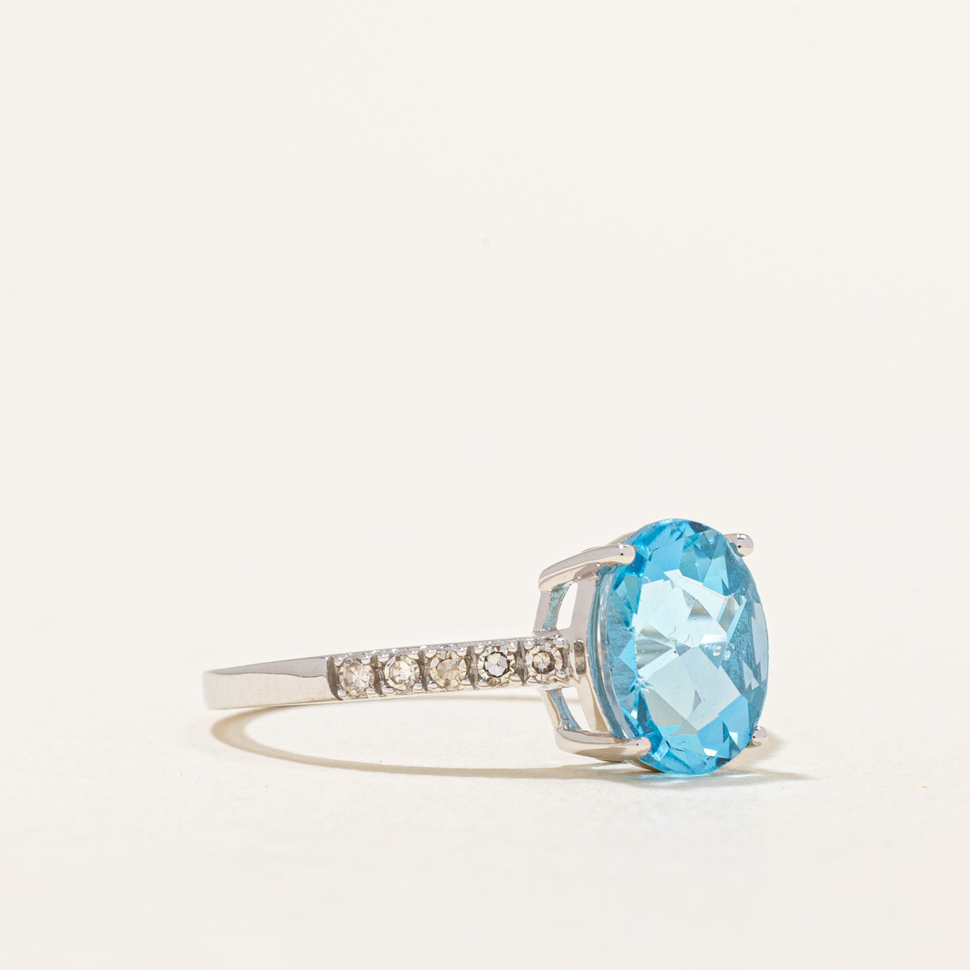 Blue Topaz & Diamond Cocktail Ring | 2.15ct, 0.12ctw | SZ 7 |