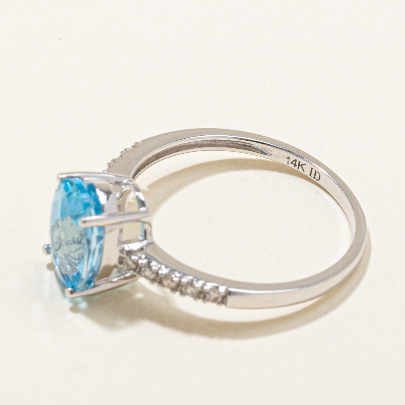 Blue Topaz & Diamond Cocktail Ring | 2.15ct, 0.12ctw | SZ 7 |