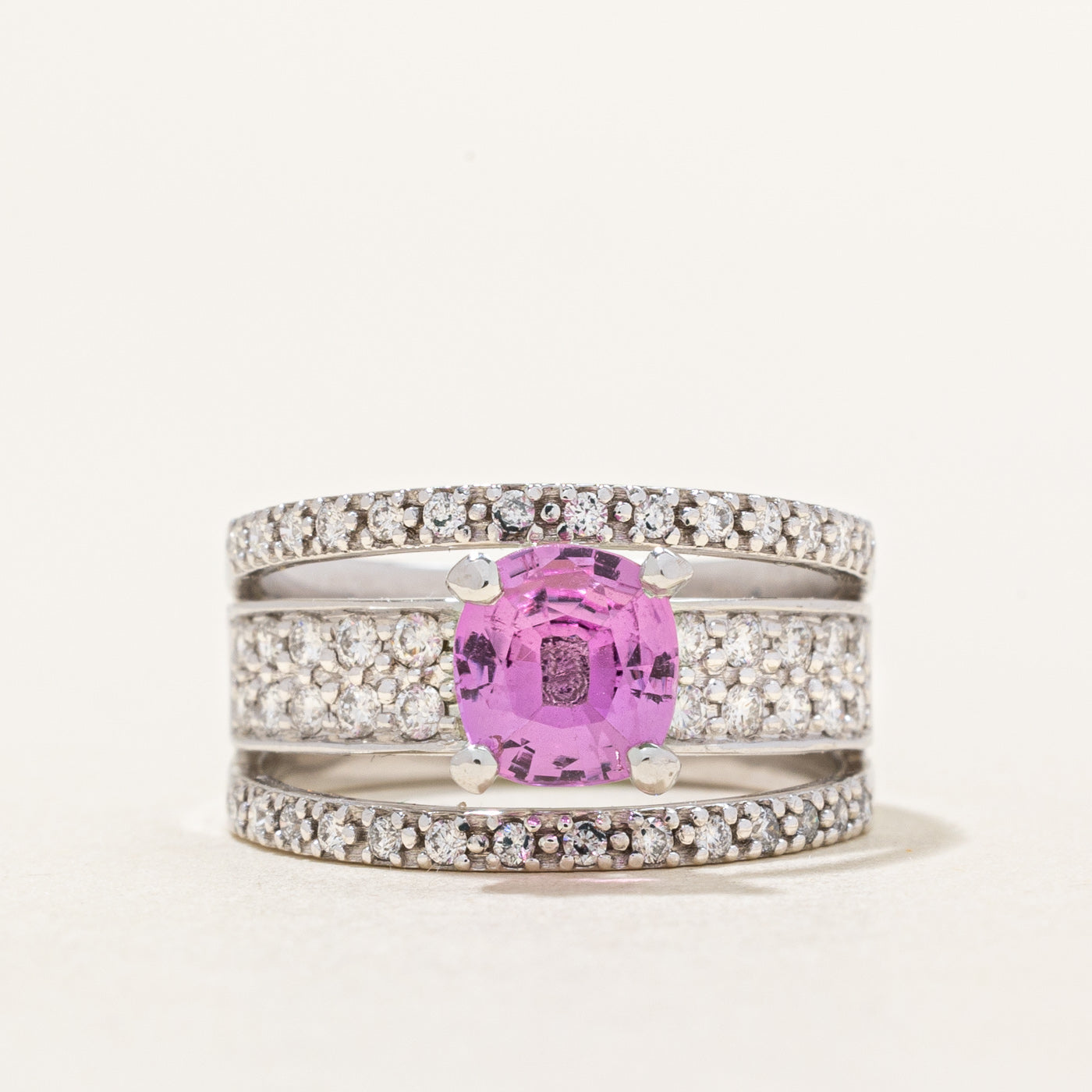 Pink Sapphire & Diamond Cocktail Ring | 0.73ct, 0.43ctw | SZ 5 |