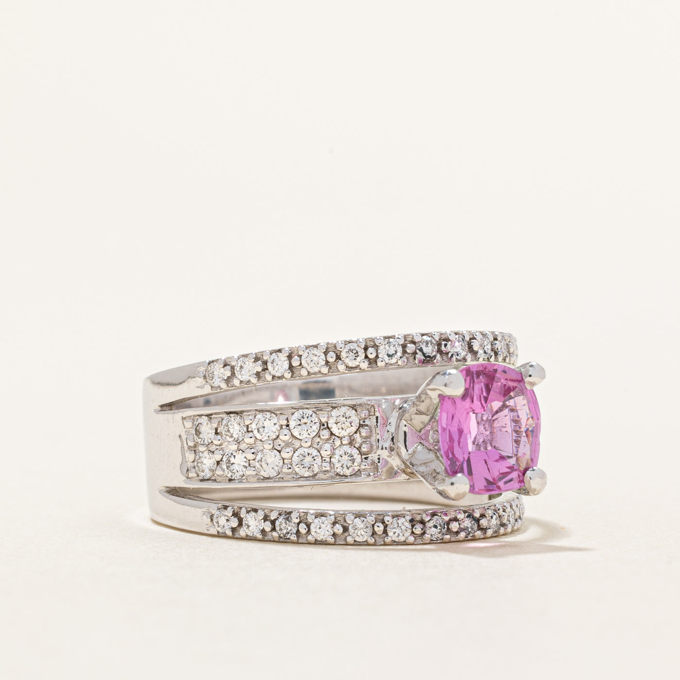 Pink Sapphire & Diamond Cocktail Ring | 0.73ct, 0.43ctw | SZ 5 |