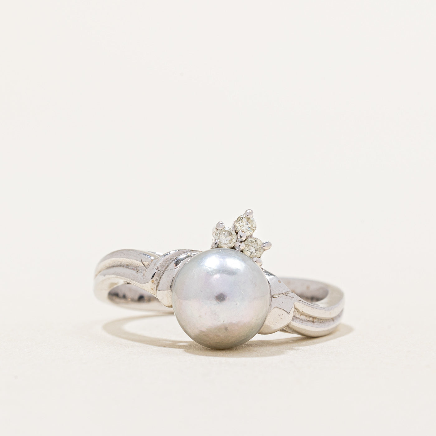 Pearl & Diamond Cocktail Ring | 0.06ctw | SZ 7.25 |