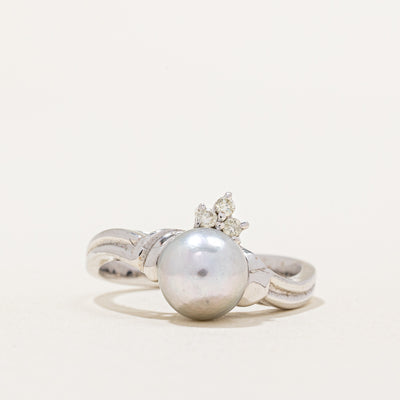 Pearl & Diamond Cocktail Ring | 0.06ctw | SZ 7.25 |