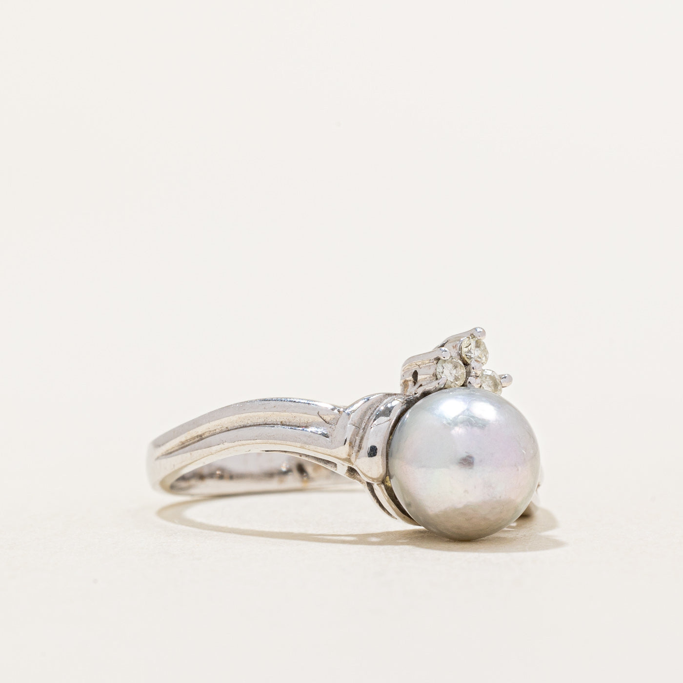Pearl & Diamond Cocktail Ring | 0.06ctw | SZ 7.25 |