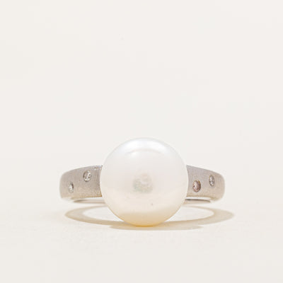 Fresh Water Pearl & Diamond Ring | 0.06ctw | SZ 5.75 |