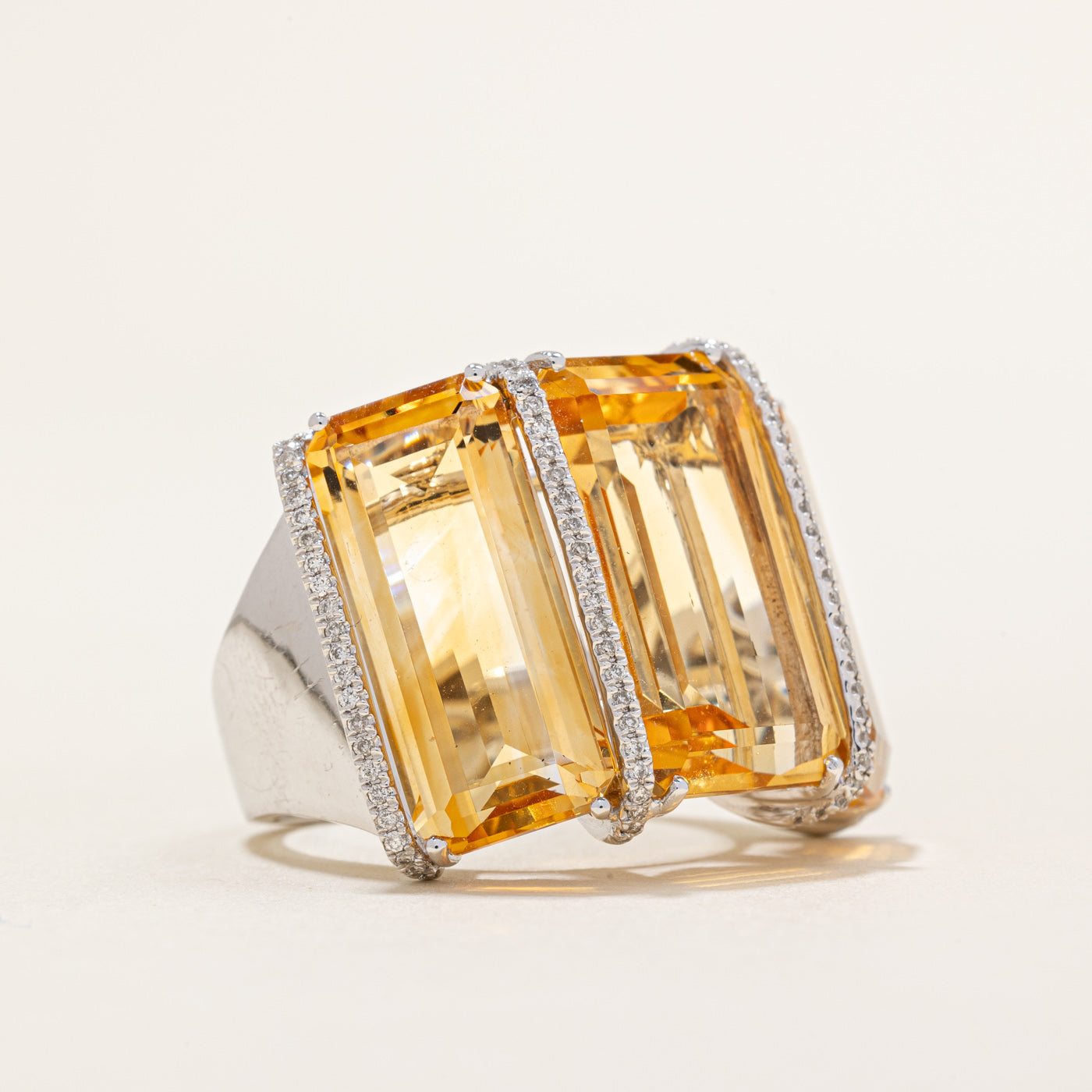 Citrine & Diamond Cocktail Ring | 31.50ctw, 0.19ctw | SZ 7 |