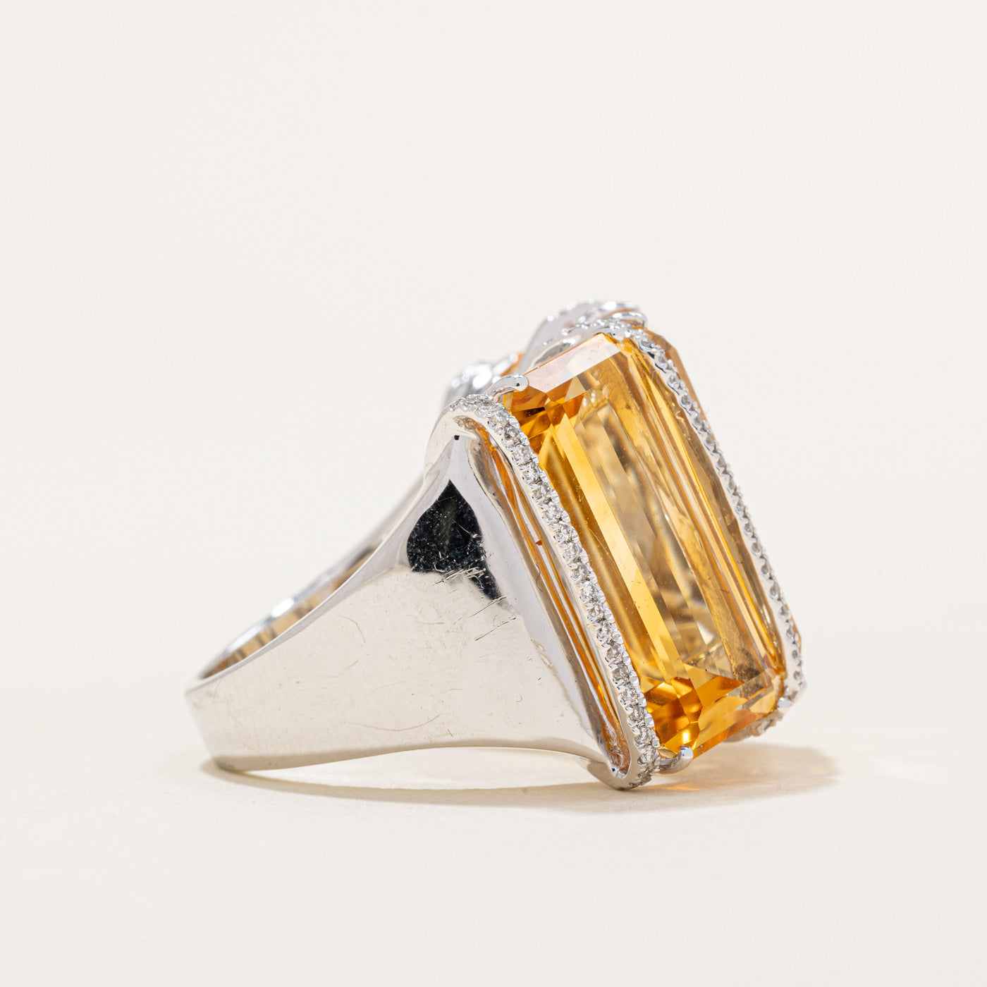 Citrine & Diamond Cocktail Ring | 31.50ctw, 0.19ctw | SZ 7 |