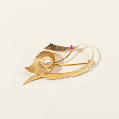 Pearl & Ruby Brooch | 0.05ct |