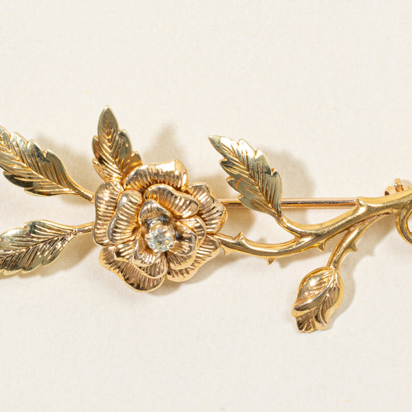 Diamond Rose Brooch | 0.06ct |