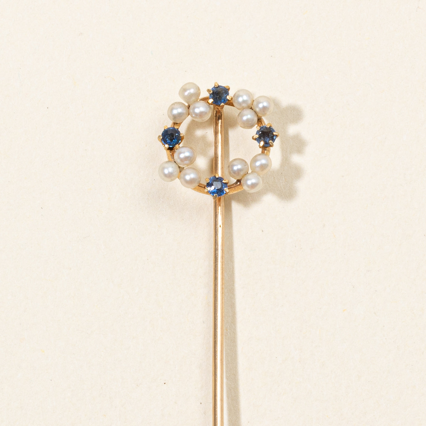 Seed Pearl & Sapphire Pin | 0.04ctw |