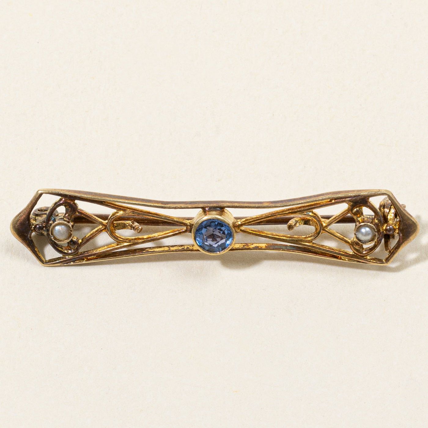 Sapphire & Seed Pearl Brooch | 0.12ct |