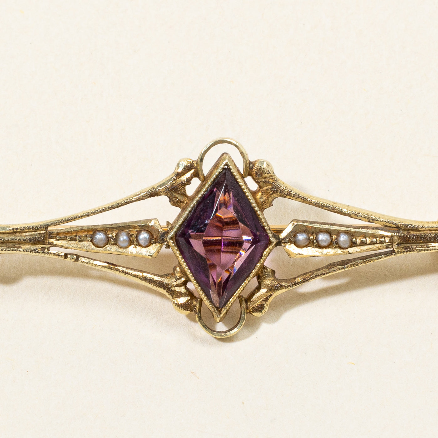 Amethyst & Seed Pearl Brooch | 2.75ct