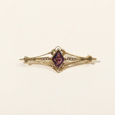 Amethyst & Seed Pearl Brooch | 2.75ct |