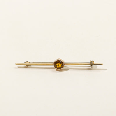 Hexagon Cut Citrine Brooch | 0.70ct |