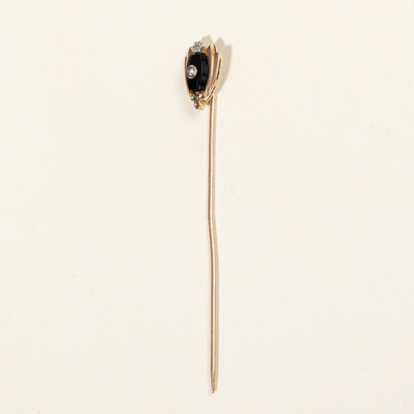 Onyx & Diamond Pin | 0.25ct, 0.01ct |