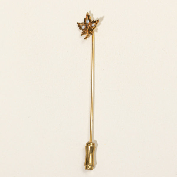 Seed Pearl Maple Leaf Pin