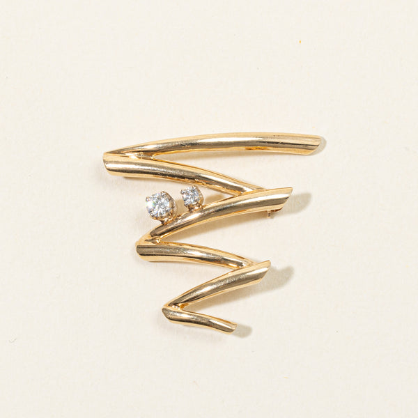 Diamond Cursive Brooch | 0.20ctw |