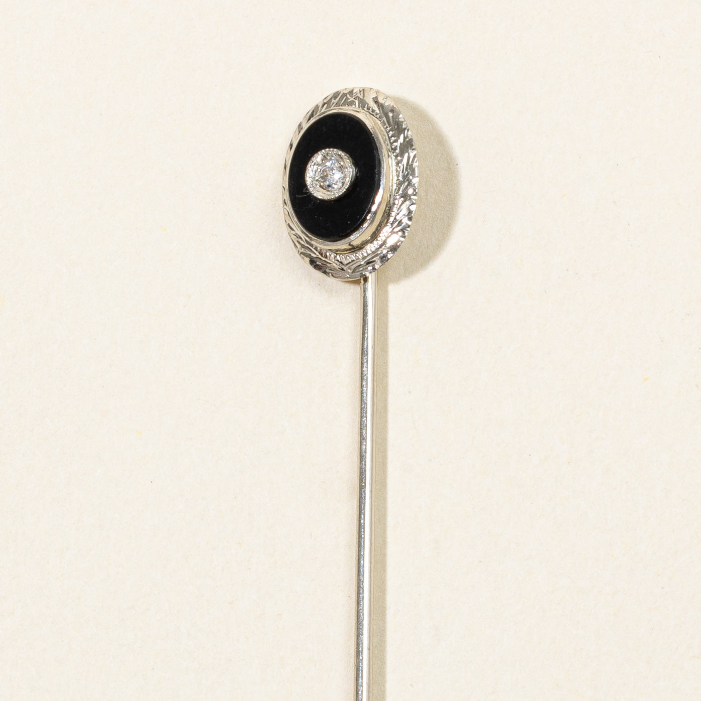 Onyx & Diamond Pin | 0.75ct, 0.015ct |