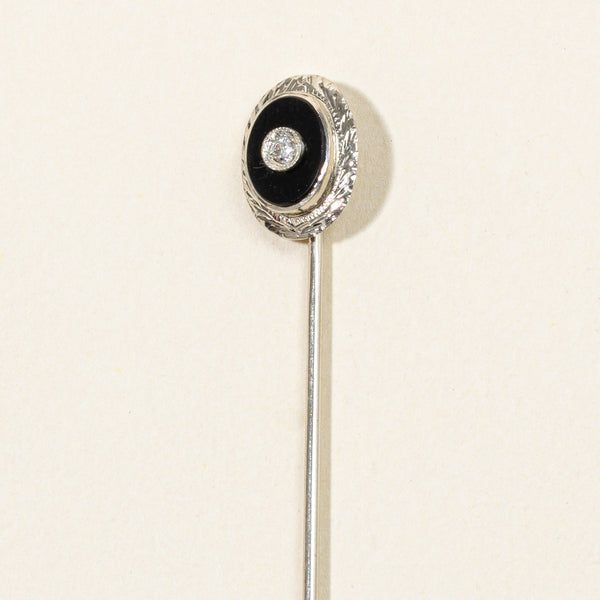 Onyx & Diamond Pin | 0.75ct, 0.015ct |