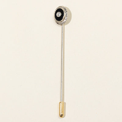 Onyx & Diamond Pin | 0.75ct, 0.015ct |