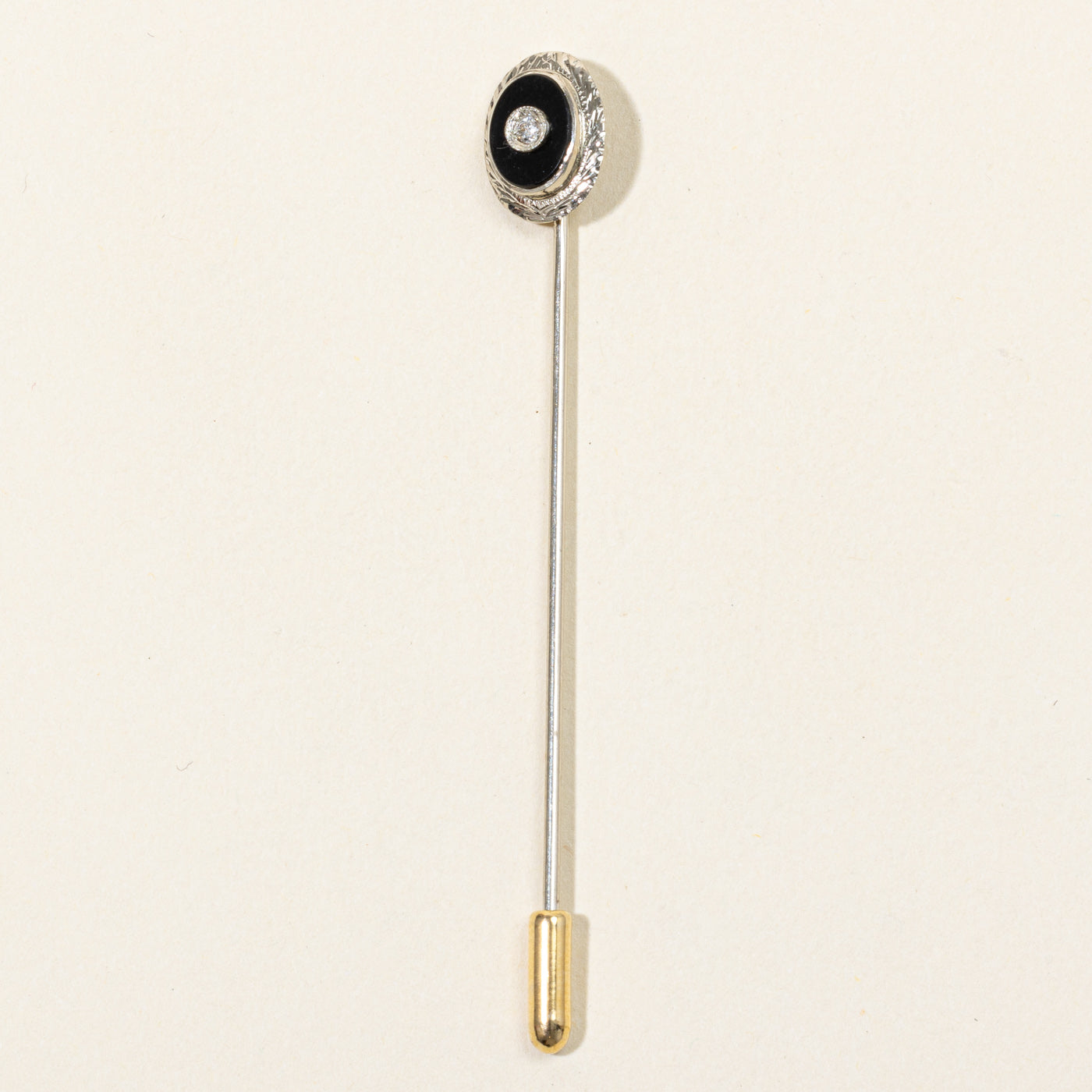 Onyx & Diamond Pin | 0.75ct, 0.015ct |